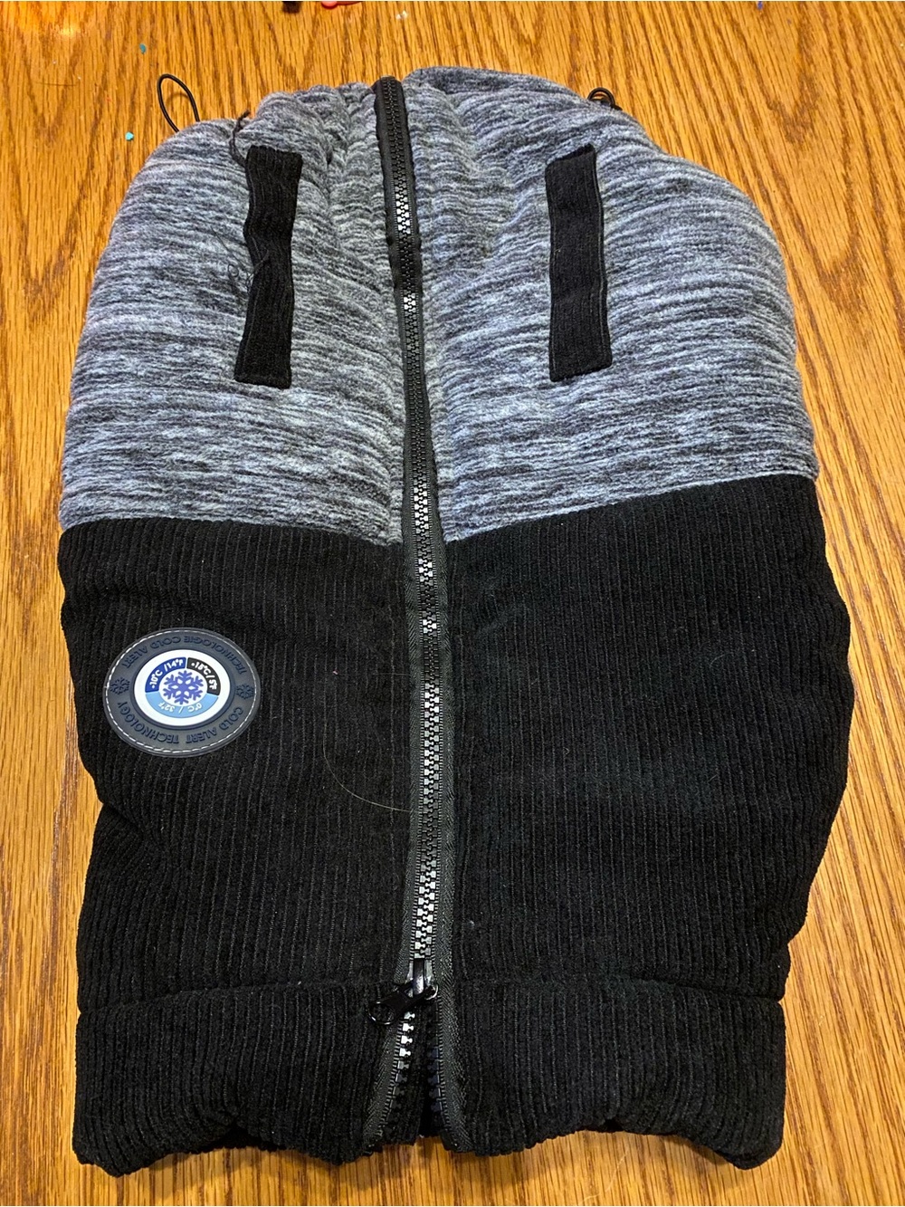 Gray and Black Zip-Front Dog Hoodie - Cozy Winter Coat